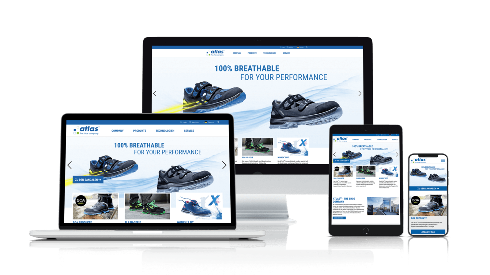 Atlas Schuhe Webdesign Mockup