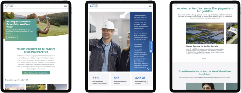 Westfalen Weser Screenshots der Website auf dem Tablet